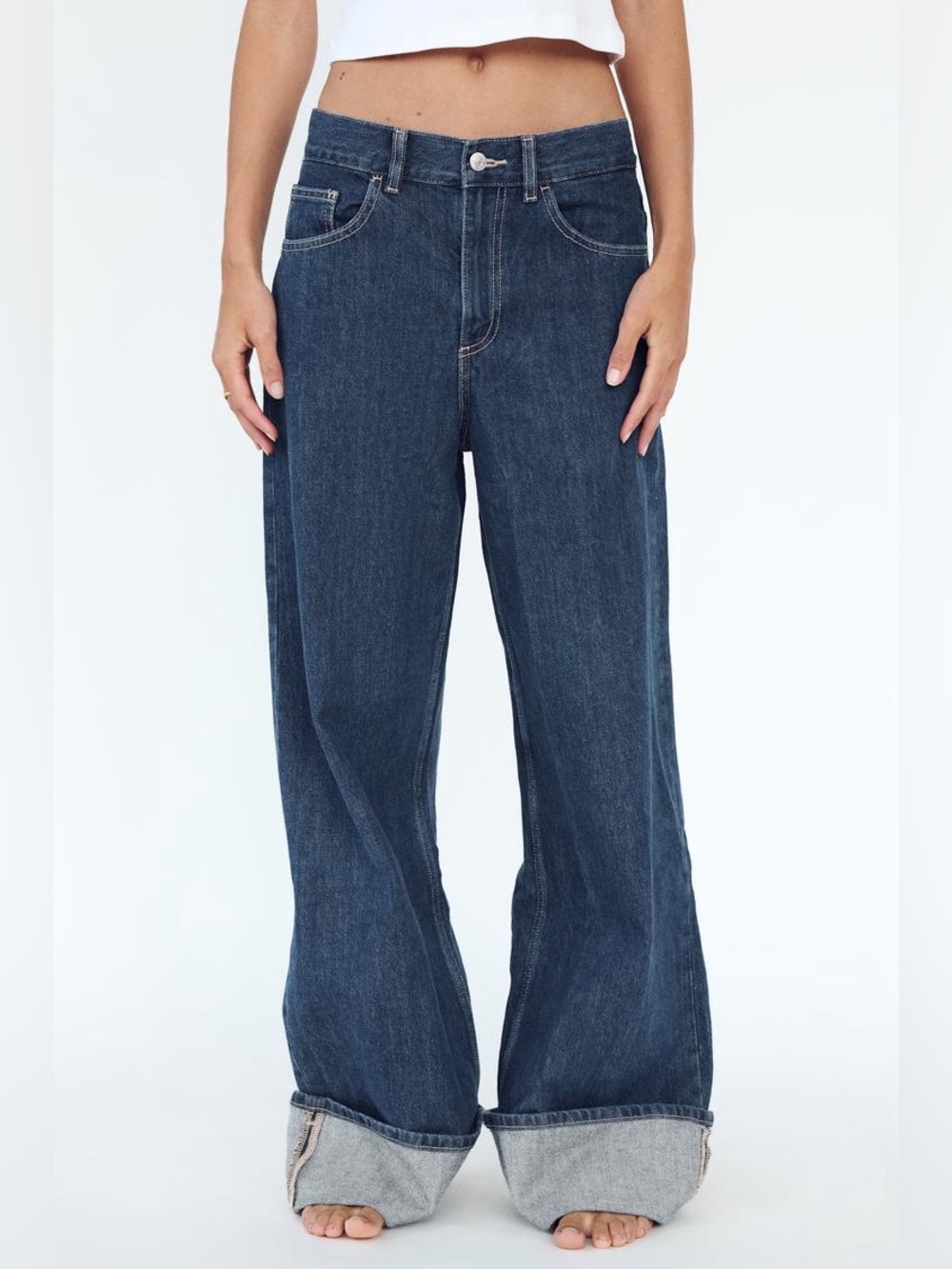 Zara TRF Wide Leg High Waist Jeans US 4 - Picture 2 of 11